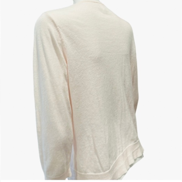 Beautiful Chicos Blush Pink Selene Soft Embellished Linen Blend Cardigan Sweater - Picture 4 of 10